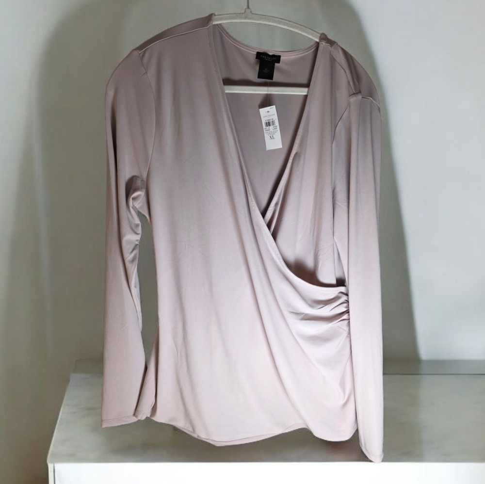 Ann Taylor Soft Pink Wrap Blouse